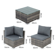 Outdoor Modular Lounge Sofa Bondi -Grey V264-OTF-507S-LGR