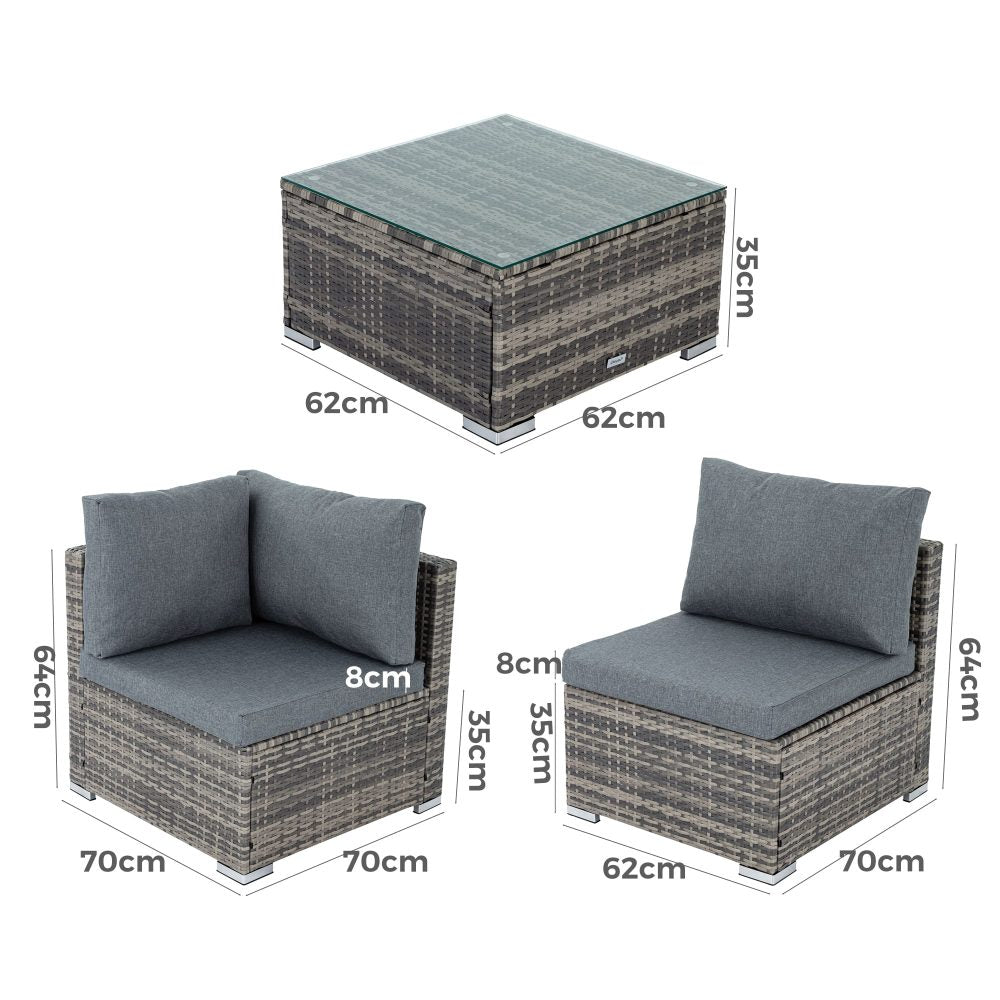 Outdoor Modular Lounge Sofa Bondi -Grey V264-OTF-507S-LGR