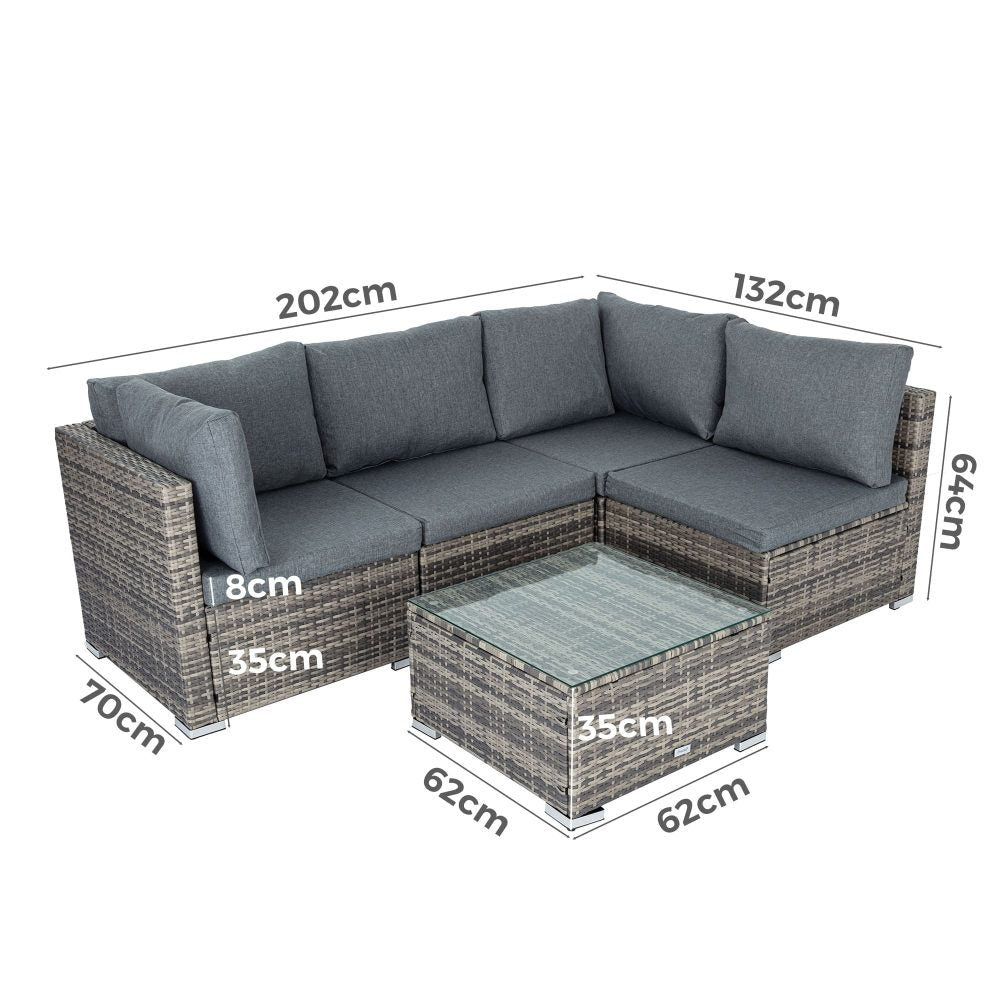 Outdoor Modular Lounge Sofa Bondi -Grey V264-OTF-507S-LGR