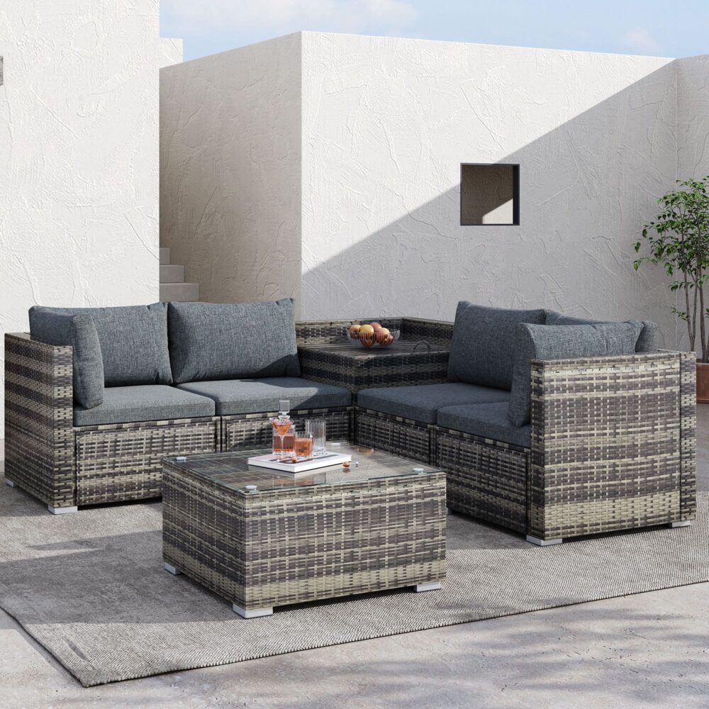 6PCS Outdoor Modular Lounge Sofa Coogee-Grey V264-OTF-508S-LGR