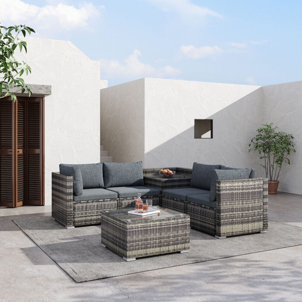 6PCS Outdoor Modular Lounge Sofa Coogee-Grey V264-OTF-508S-LGR