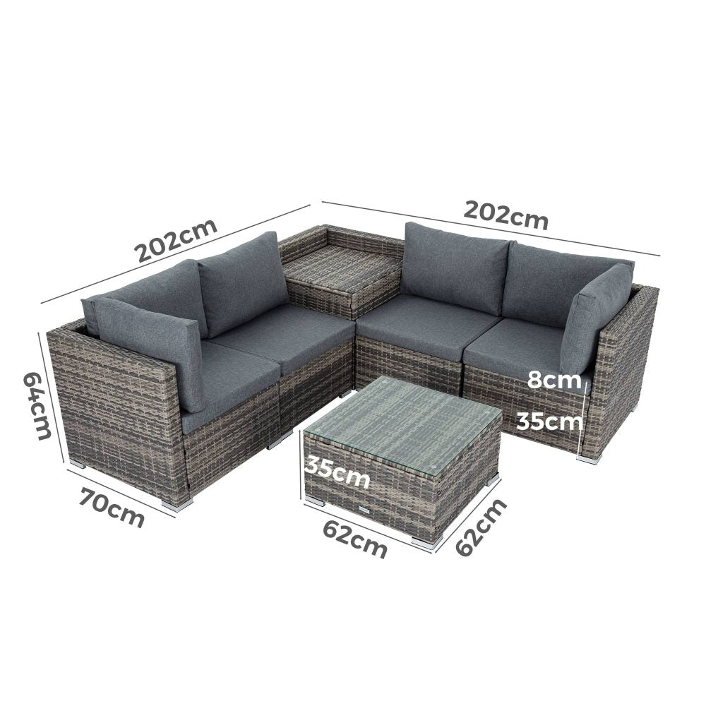6PCS Outdoor Modular Lounge Sofa Coogee-Grey V264-OTF-508S-LGR