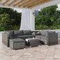 Large Modular Outdoor Ottoman Lounge Set in Grey V264-OTF-509S-541S-LGR