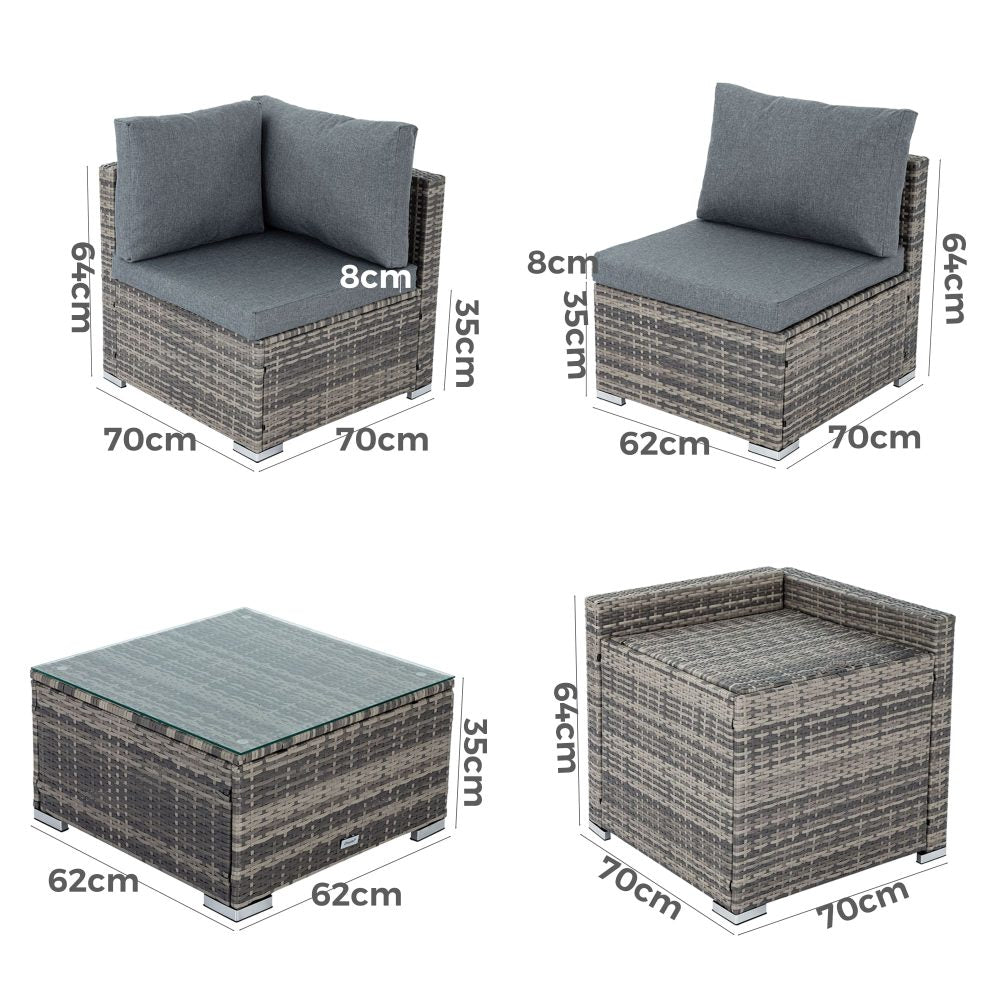 8PCS Outdoor Furniture Modular Lounge Sofa Lizard-Grey V264-OTF-509S-LGR