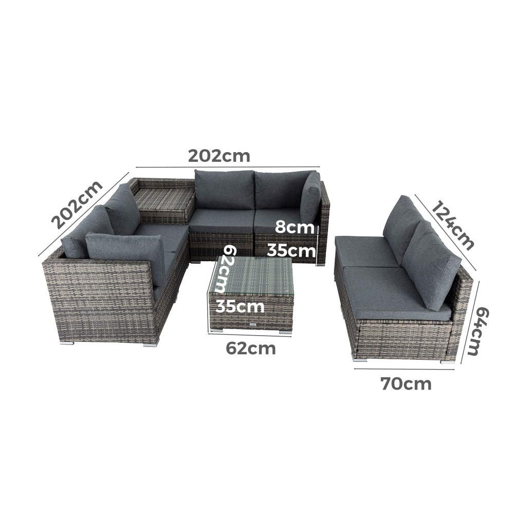 8PCS Outdoor Furniture Modular Lounge Sofa Lizard-Grey V264-OTF-509S-LGR