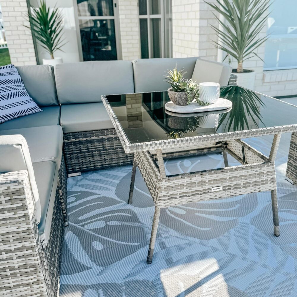 8PC Outdoor Dining Set Wicker Table &amp; Chairs-Grey V264-OTF-511S-LGR