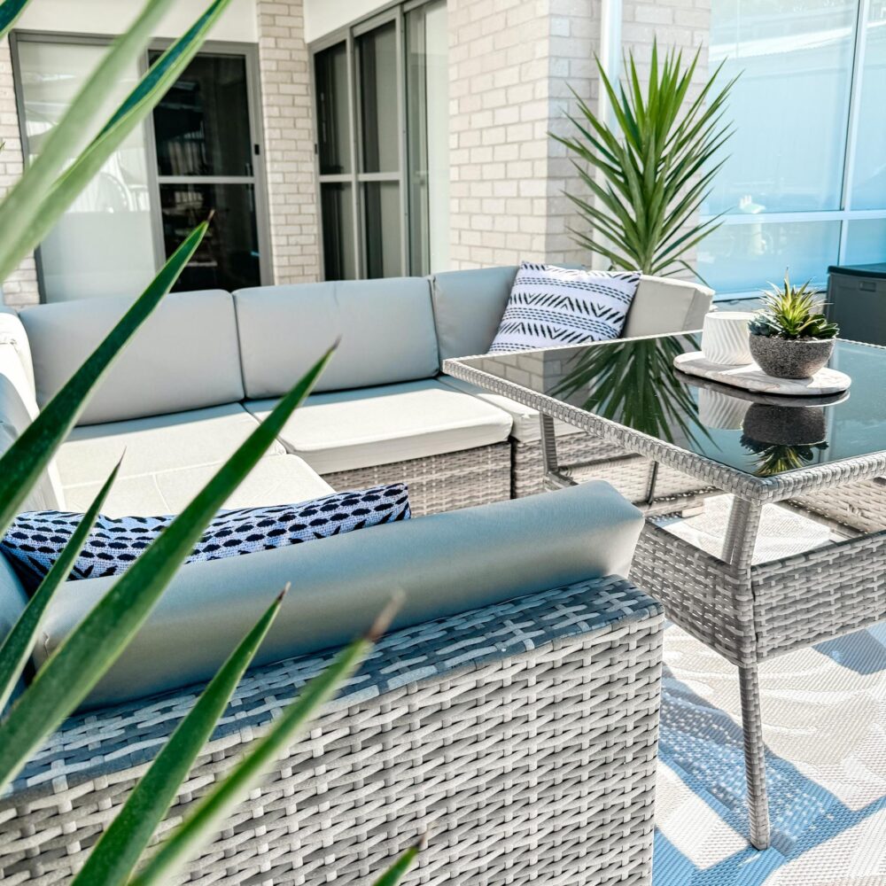 8PC Outdoor Dining Set Wicker Table &amp; Chairs-Grey V264-OTF-511S-LGR