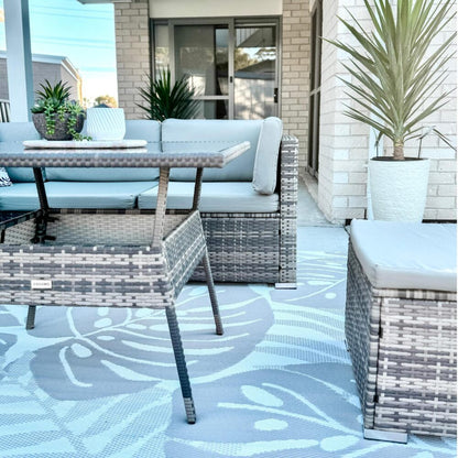 8PC Outdoor Dining Set Wicker Table &amp; Chairs-Grey V264-OTF-511S-LGR