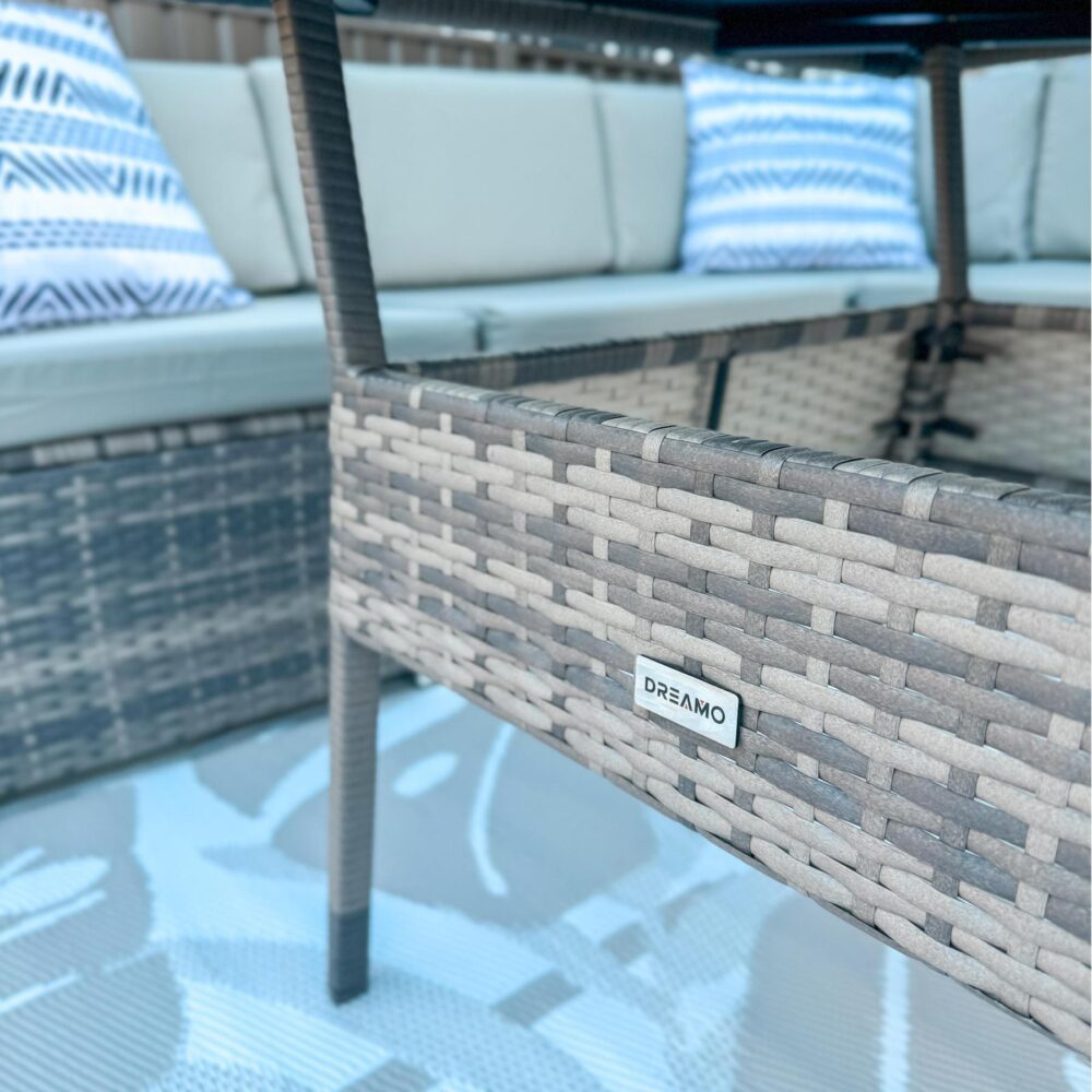 8PC Outdoor Dining Set Wicker Table &amp; Chairs-Grey V264-OTF-511S-LGR