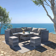 8PC Outdoor Dining Set Wicker Table &amp; Chairs-Grey V264-OTF-511S-LGR