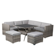 8PC Outdoor Dining Set Wicker Table &amp; Chairs-Grey V264-OTF-511S-LGR