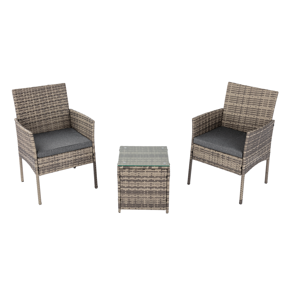 2 Seater PE Rattan Outdoor Furniture Chat Set- Mixed Grey V264-OTF-520S-LGR