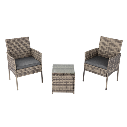 2 Seater PE Rattan Outdoor Furniture Chat Set- Mixed Grey V264-OTF-520S-LGR