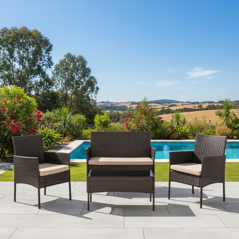 Breeze 4-Seat Wicker Outdoor Lounge Set V264-OTF-521S-BGE-US