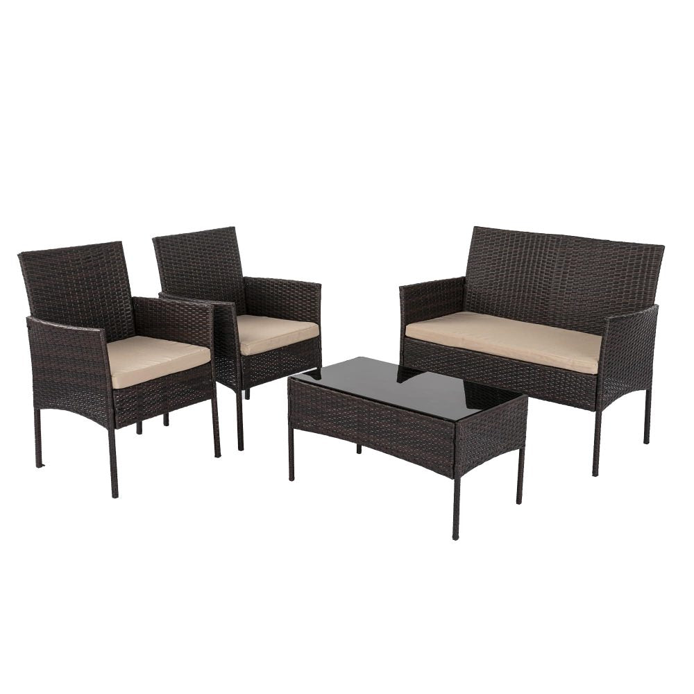 Breeze 4-Seat Wicker Outdoor Lounge Set V264-OTF-521S-BGE-US