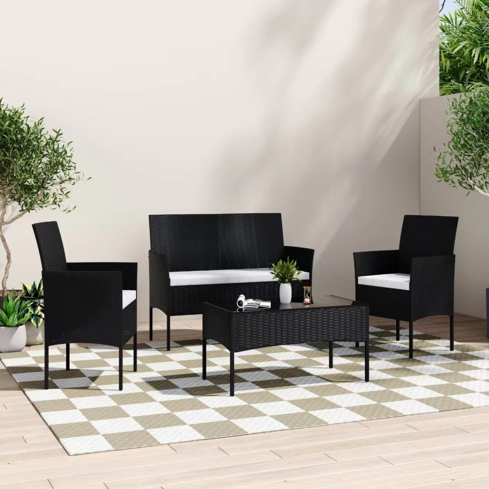 Ville 4-Seater PE Wicker Outdoor Lounge Sofa Set V264-OTF-521S-BLK-UK