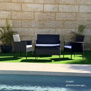 Ville 4-Seater PE Wicker Outdoor Lounge Sofa Set V264-OTF-521S-BLK-UK