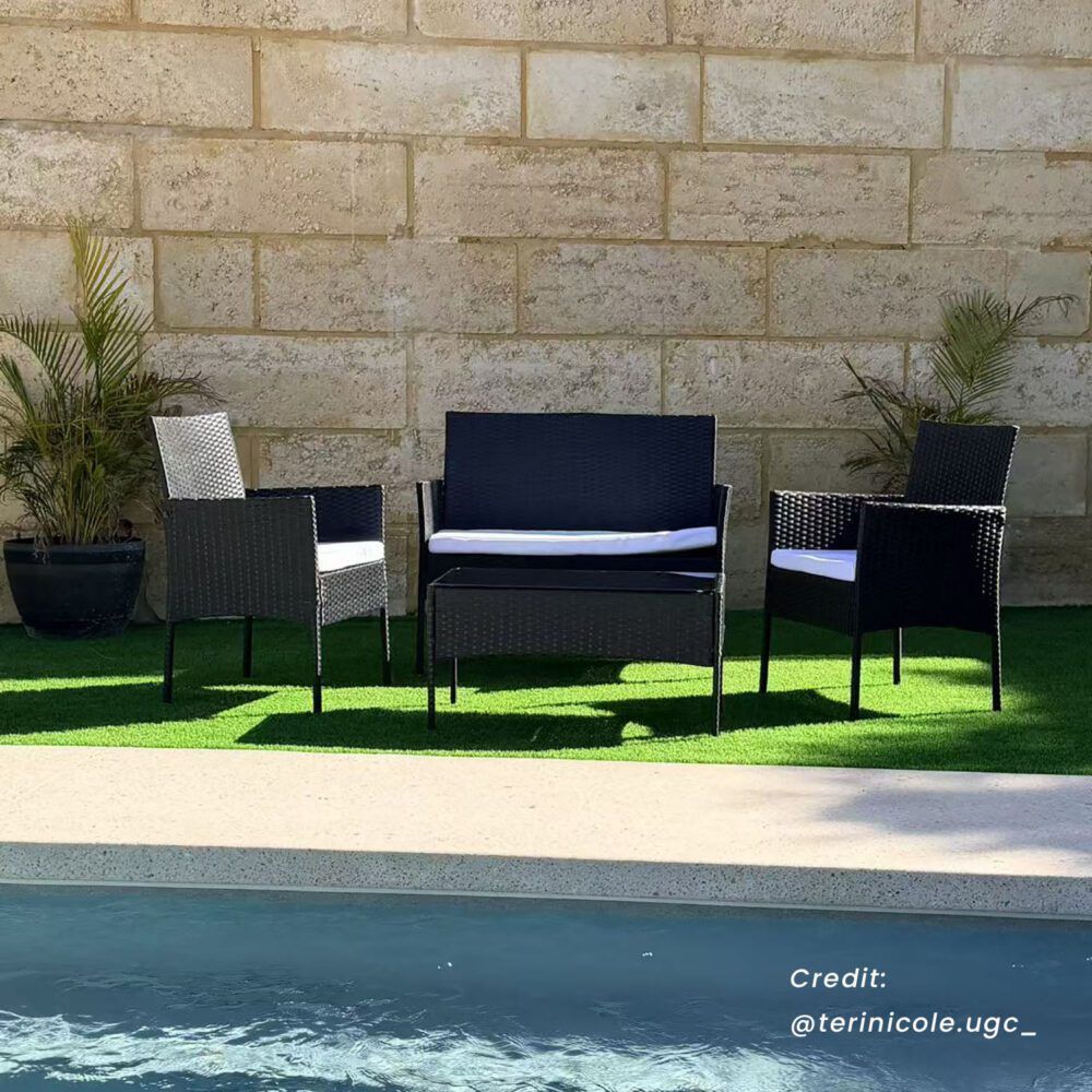 Ville 4-Seater PE Wicker Outdoor Lounge Sofa Set V264-OTF-521S-BLK-UK