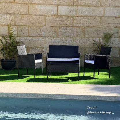 Ville 4-Seater PE Wicker Outdoor Lounge Sofa Set V264-OTF-521S-BLK-UK