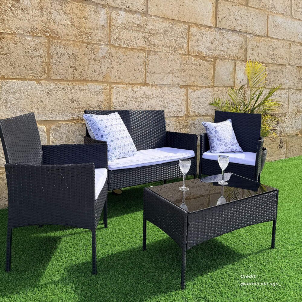 Ville 4-Seater PE Wicker Outdoor Lounge Sofa Set V264-OTF-521S-BLK-UK