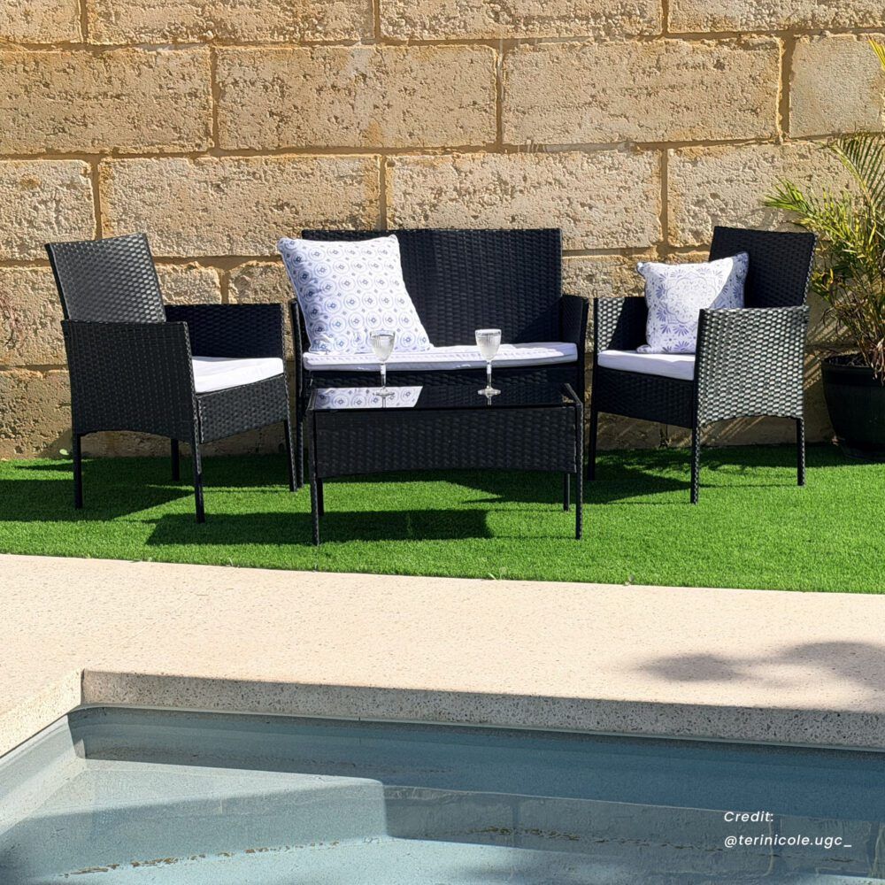 Ville 4-Seater PE Wicker Outdoor Lounge Sofa Set V264-OTF-521S-BLK-UK