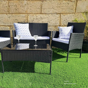 Ville 4-Seater PE Wicker Outdoor Lounge Sofa Set V264-OTF-521S-BLK-UK