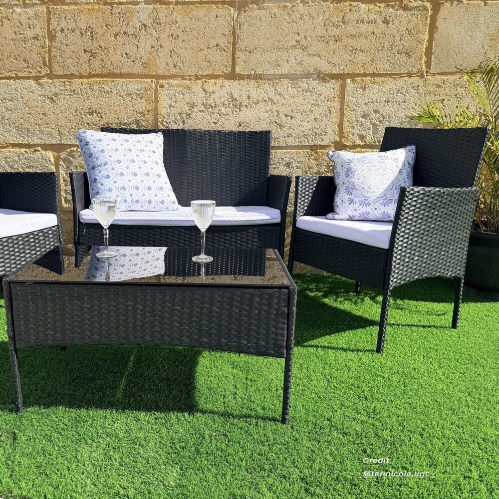 Ville 4-Seater PE Wicker Outdoor Lounge Sofa Set V264-OTF-521S-BLK-UK