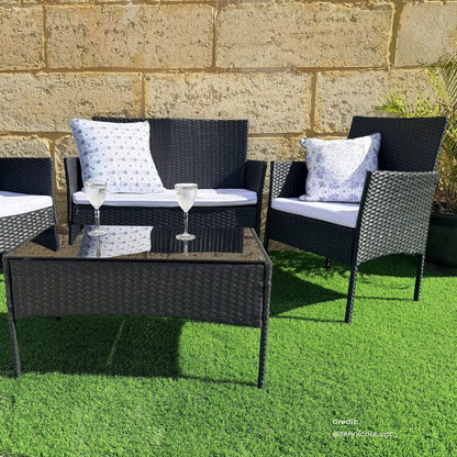 Ville 4-Seater PE Wicker Outdoor Lounge Sofa Set V264-OTF-521S-BLK-UK