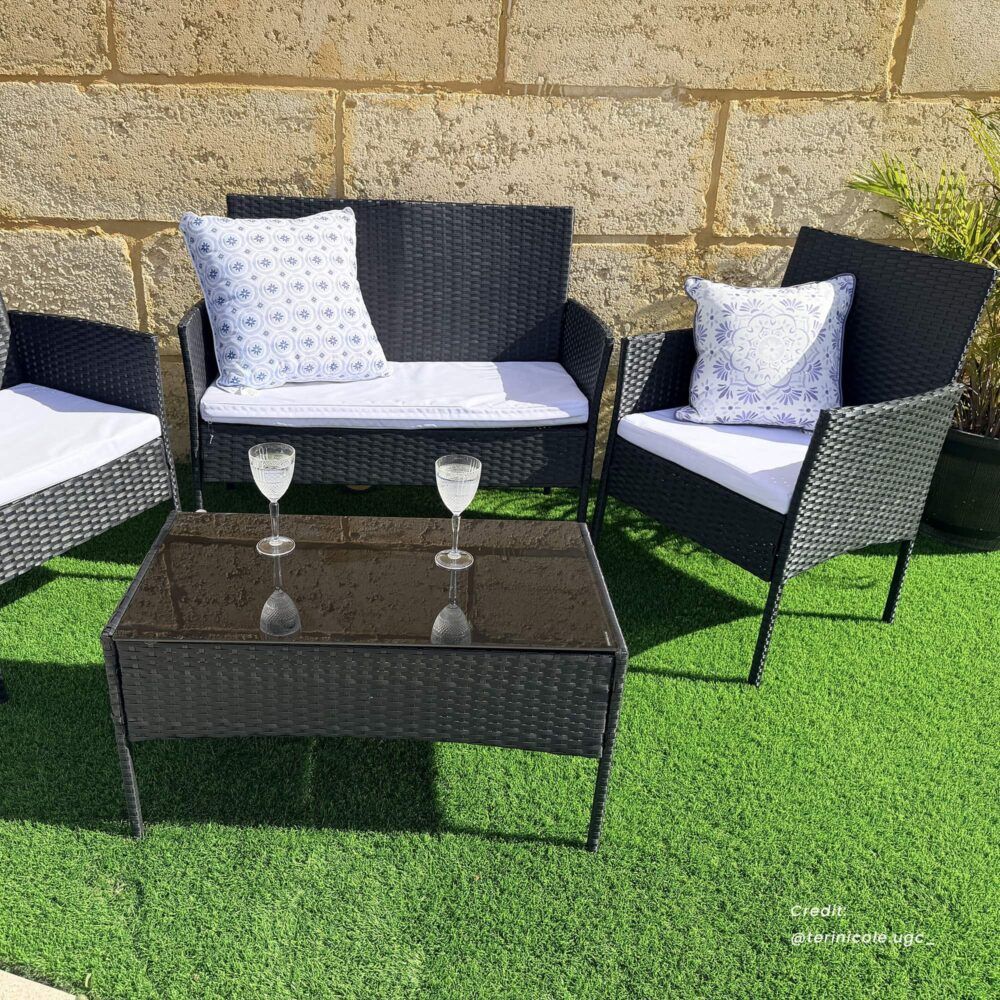 Ville 4-Seater PE Wicker Outdoor Lounge Sofa Set V264-OTF-521S-BLK-UK