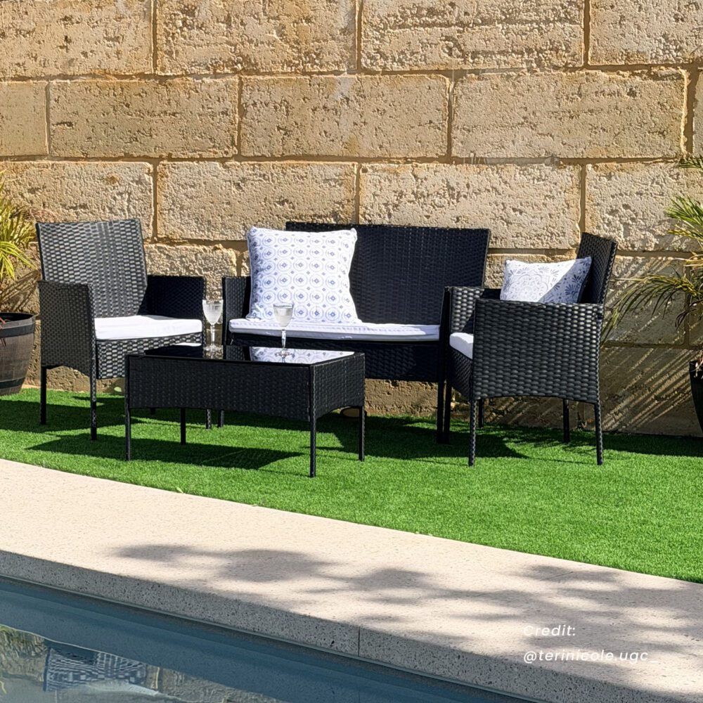 Ville 4-Seater PE Wicker Outdoor Lounge Sofa Set V264-OTF-521S-BLK-UK