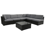 Veranda Fancy Grande Sofa Set V264-OTF-524S-BLK-AU-7PC