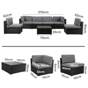 Veranda Fancy Grande Sofa Set V264-OTF-524S-BLK-AU-7PC
