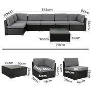 Veranda Fancy Grande Sofa Set V264-OTF-524S-BLK-AU-7PC