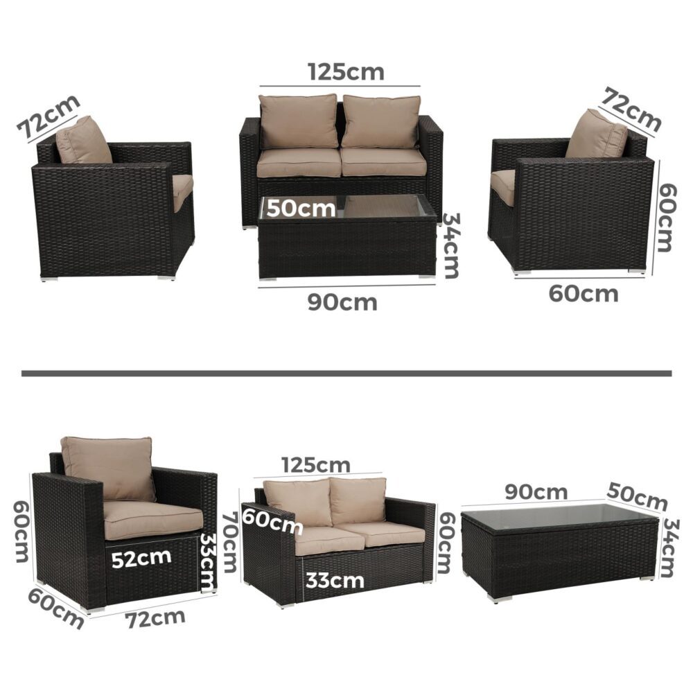 Harmony Haven Outdoor Sofa Set V264-OTF-525S-BRBGE-US-5PC
