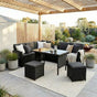 Ella 8-Seater Modular Outdoor Garden Lounge and Dining Set with Table and Stools in Black V264-OTF-526S-BLK