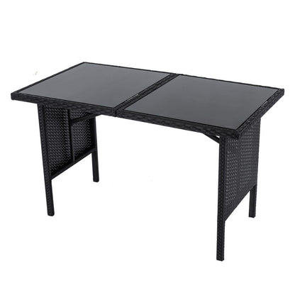 Ella 8-Seater Modular Outdoor Garden Lounge and Dining Set with Table and Stools in Black V264-OTF-526S-BLK