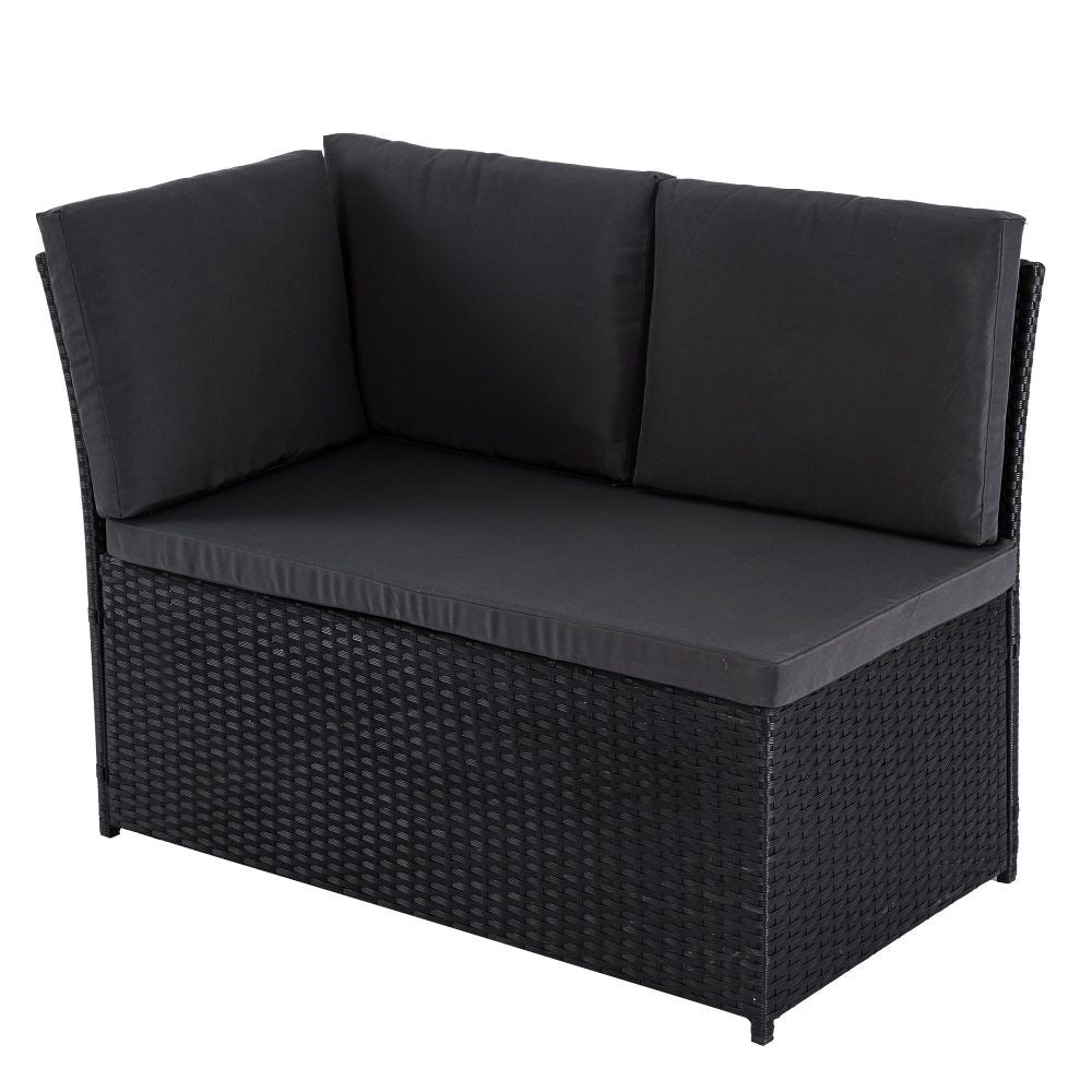 Ella 8-Seater Modular Outdoor Garden Lounge and Dining Set with Table and Stools in Black V264-OTF-526S-BLK