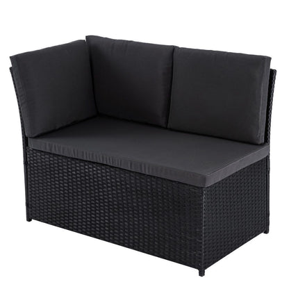 Ella 8-Seater Modular Outdoor Garden Lounge and Dining Set with Table and Stools in Black V264-OTF-526S-BLK
