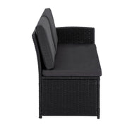 Ella 8-Seater Modular Outdoor Garden Lounge and Dining Set with Table and Stools in Black V264-OTF-526S-BLK