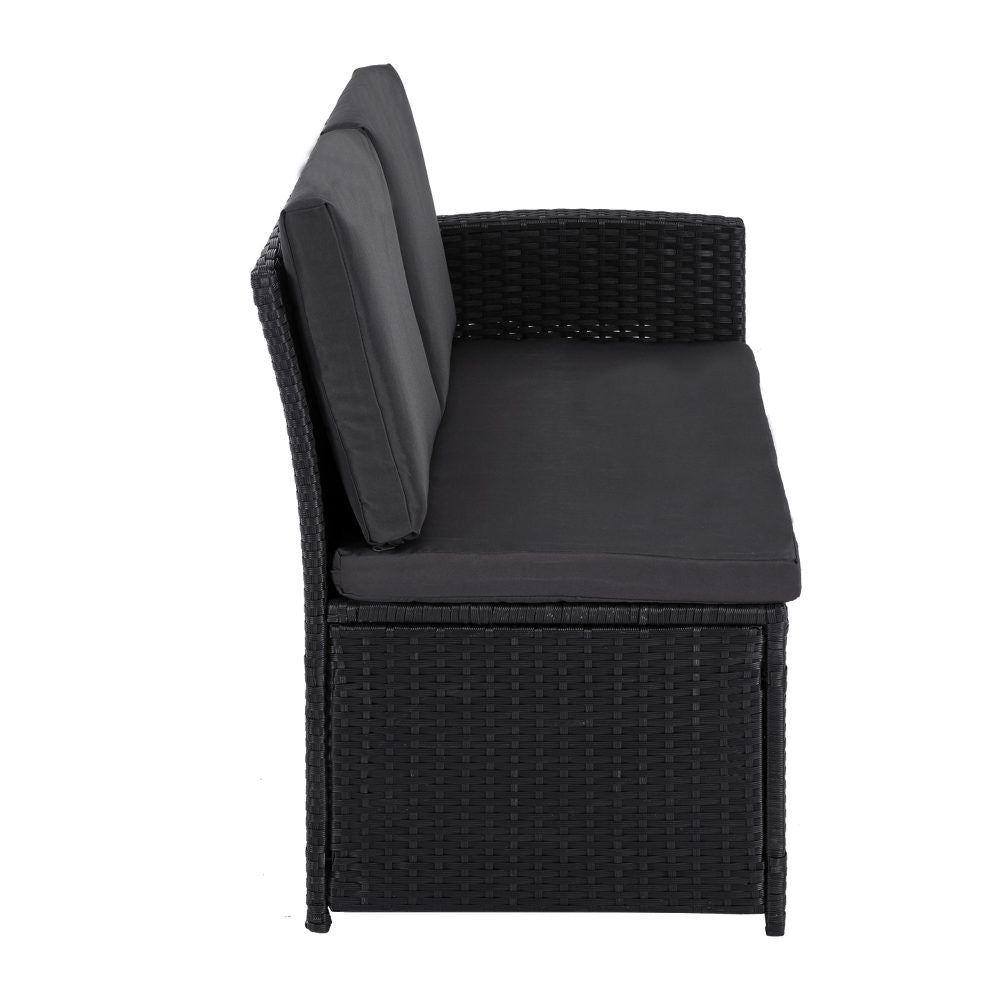 Ella 8-Seater Modular Outdoor Garden Lounge and Dining Set with Table and Stools in Black V264-OTF-526S-BLK