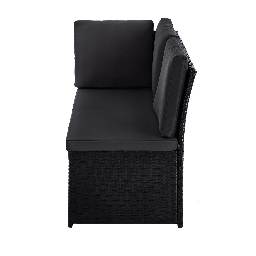 Ella 8-Seater Modular Outdoor Garden Lounge and Dining Set with Table and Stools in Black V264-OTF-526S-BLK