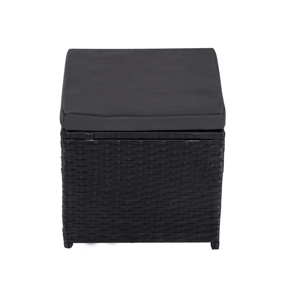 Ella 8-Seater Modular Outdoor Garden Lounge and Dining Set with Table and Stools in Black V264-OTF-526S-BLK