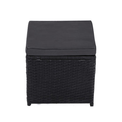 Ella 8-Seater Modular Outdoor Garden Lounge and Dining Set with Table and Stools in Black V264-OTF-526S-BLK