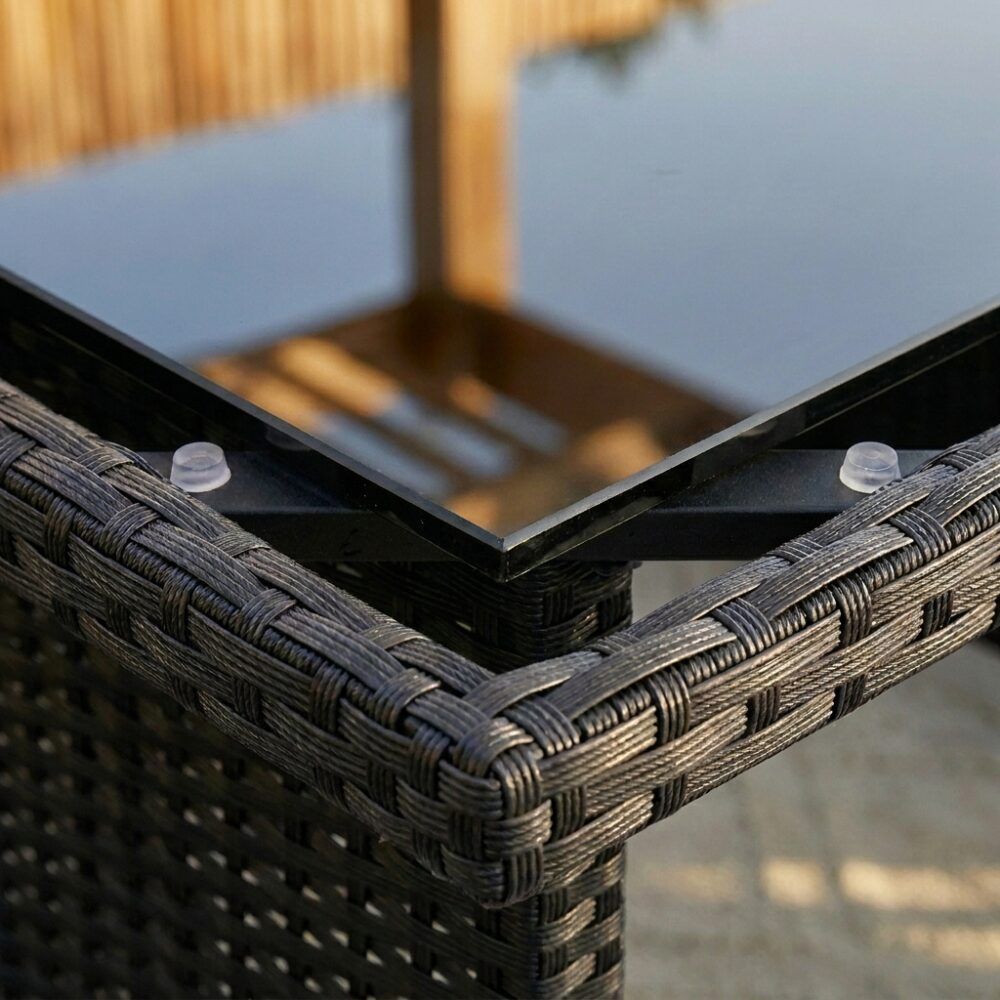 Ella 8-Seater Modular Outdoor Garden Lounge and Dining Set with Table and Stools in Black V264-OTF-526S-BLK