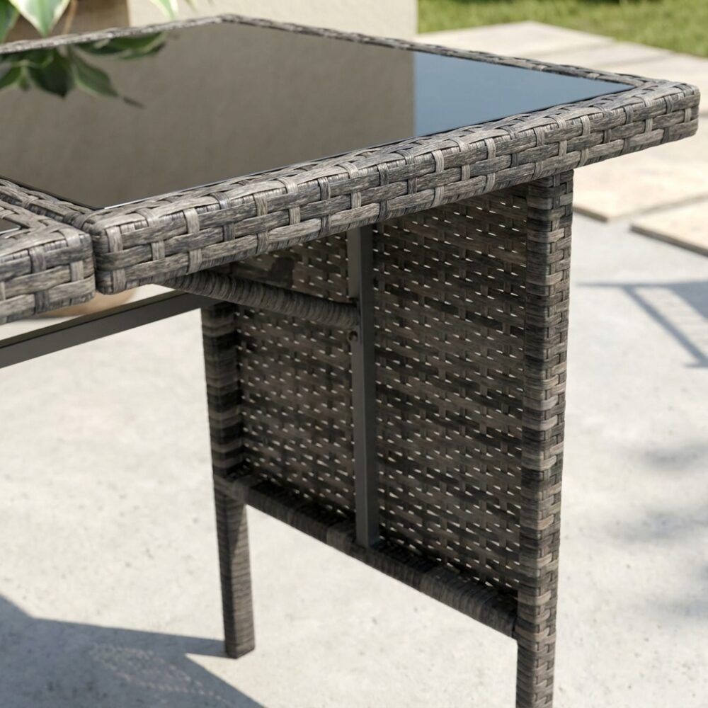 Ella 8-Seater Modular Outdoor Garden Lounge and Dining Set with Table and Stools in Dark Grey Weave V264-OTF-526S-DGR
