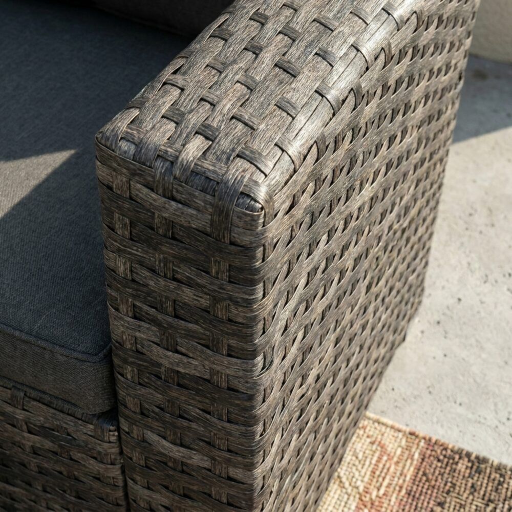 Ella 8-Seater Modular Outdoor Garden Lounge and Dining Set with Table and Stools in Dark Grey Weave V264-OTF-526S-DGR