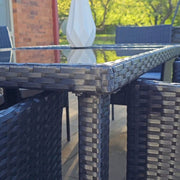 Outdoor Minimalist Black Wicker 6-Seater Dining Set V264-OTF-527S-BLK