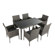 Rural Style Outdoor Grey Wicker 6 Seater Dining Set V264-OTF-527S-DGR