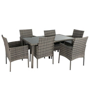 Rural Style Outdoor Grey Wicker 6 Seater Dining Set V264-OTF-527S-DGR