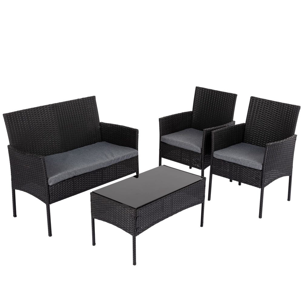 4 Seater Wicker Outdoor Lounge Set-Black V264-OTF-529S-BLK